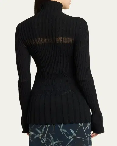 Proenza Schouler Rosario Striped Merino Wool Rib Turtleneck Sweater | Thumbnail 3 Proenza Schouler Rosario Striped Merino Wool Rib Turtleneck Sweater | Thumbnail 3