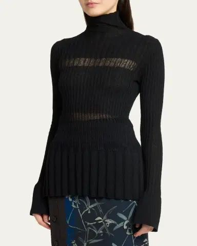 Proenza Schouler Rosario Striped Merino Wool Rib Turtleneck Sweater | Thumbnail 4 Proenza Schouler Rosario Striped Merino Wool Rib Turtleneck Sweater | Thumbnail 4