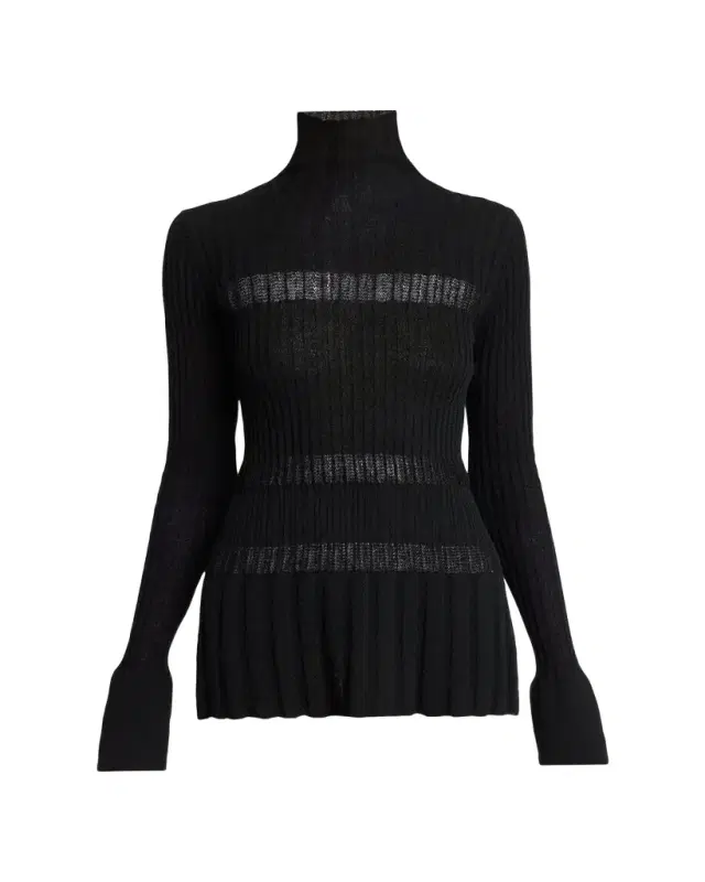 Rosario Striped Merino Wool Rib Turtleneck Sweater Rosario Striped Merino Wool Rib Turtleneck Sweater