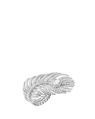 Boucheron Plume de Paon 18K White Gold Diamond Large Ring | Thumbnail 1 Boucheron Plume de Paon 18K White Gold Diamond Large Ring | Thumbnail 1
