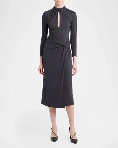 Giorgio Armani Keyhole-Cutout Twisted Midi Dress | Thumbnail 2