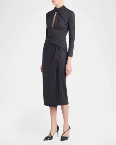 Giorgio Armani Keyhole-Cutout Twisted Midi Dress | Thumbnail 4