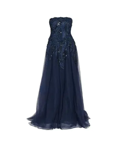 Rickie Freeman for Teri Jon Floral-Embellished Tulle Strapless Gown | Thumbnail 1