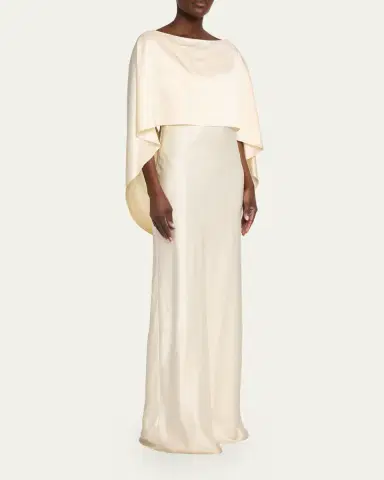Heirlome Anna Draped Capelet Backless Silk Maxi Dress | Thumbnail 4 Heirlome Anna Draped Capelet Backless Silk Maxi Dress | Thumbnail 4