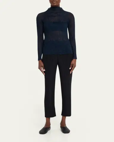 Issey Miyake Twisted Chiffon Long-Sleeve Top | Thumbnail 2
