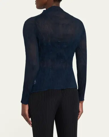 Issey Miyake Twisted Chiffon Long-Sleeve Top | Thumbnail 3
