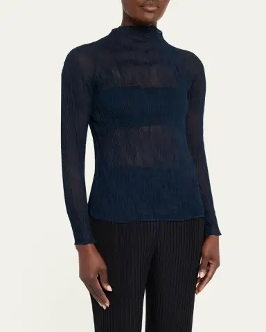 Issey Miyake Twisted Chiffon Long-Sleeve Top | Thumbnail 4