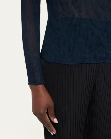 Issey Miyake Twisted Chiffon Long-Sleeve Top | Thumbnail 5