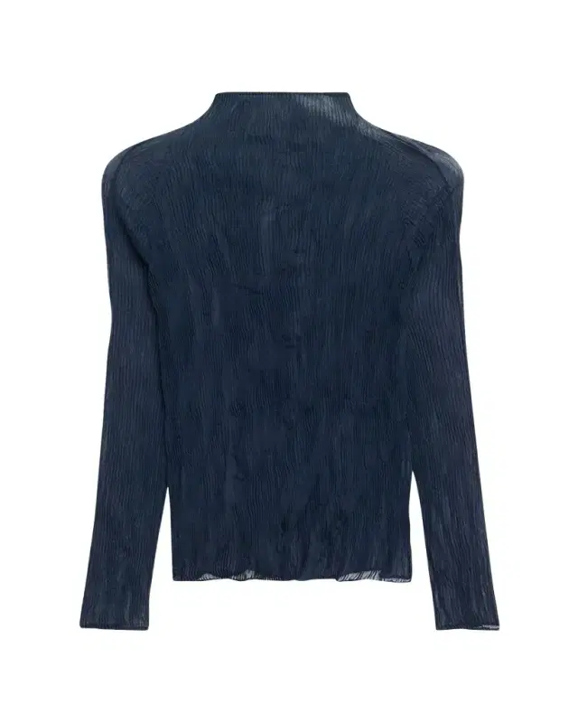 Issey Miyake Twisted Chiffon Long-Sleeve Top
