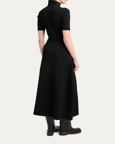 Proenza Schouler Mathilde Short-Sleeve Buttoned Sculptural Midi Dress | Thumbnail 3