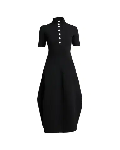 Proenza Schouler Mathilde Short-Sleeve Buttoned Sculptural Midi Dress | Thumbnail 1