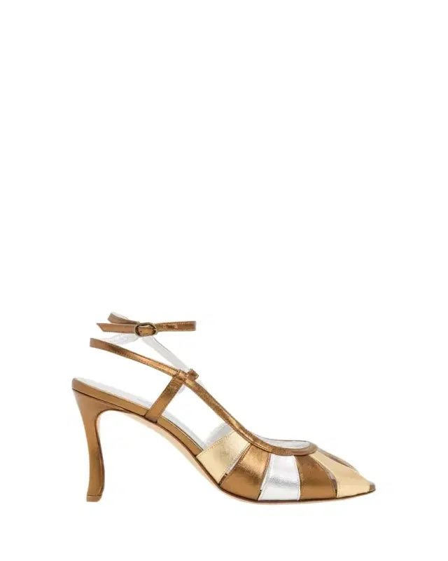 Manolo Blahnik 90mm Coludadhi Metallic Leather Sandals
