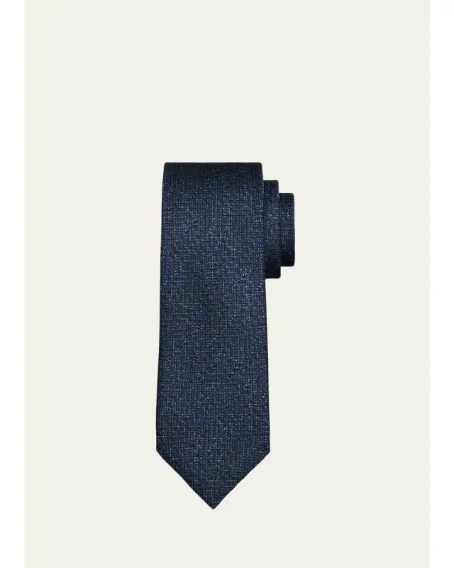 Brioni Men's Herringbone Jacquard Silk Tie