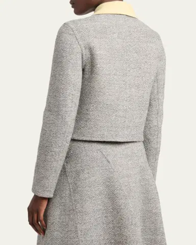 Proenza Schouler Gaelle Contrast-Collar Tweed Single-Breasted Jacket | Thumbnail 3