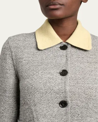Proenza Schouler Gaelle Contrast-Collar Tweed Single-Breasted Jacket | Thumbnail 5
