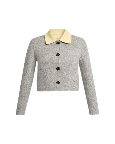 Proenza Schouler Gaelle Contrast-Collar Tweed Single-Breasted Jacket | Thumbnail 1