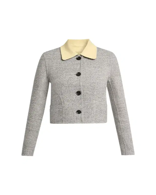 Proenza Schouler Gaelle Contrast-Collar Tweed Single-Breasted Jacket