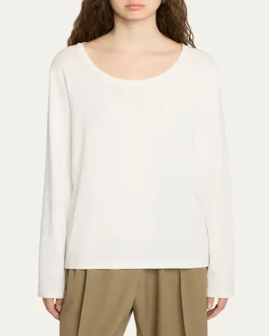 The Row Kalto Scoop-Neck Cotton Jersey Long-Sleeve T-Shirt | Thumbnail 4 The Row Kalto Scoop-Neck Cotton Jersey Long-Sleeve T-Shirt | Thumbnail 4