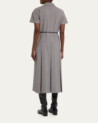 Lafayette 148 New York Pleated Stretch Wool Midi Shirtdress | Thumbnail 3 Lafayette 148 New York Pleated Stretch Wool Midi Shirtdress | Thumbnail 3