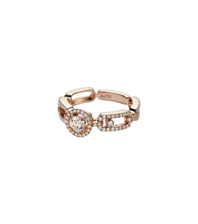 Messika Move Link 18kt rose gold ring with diamonds