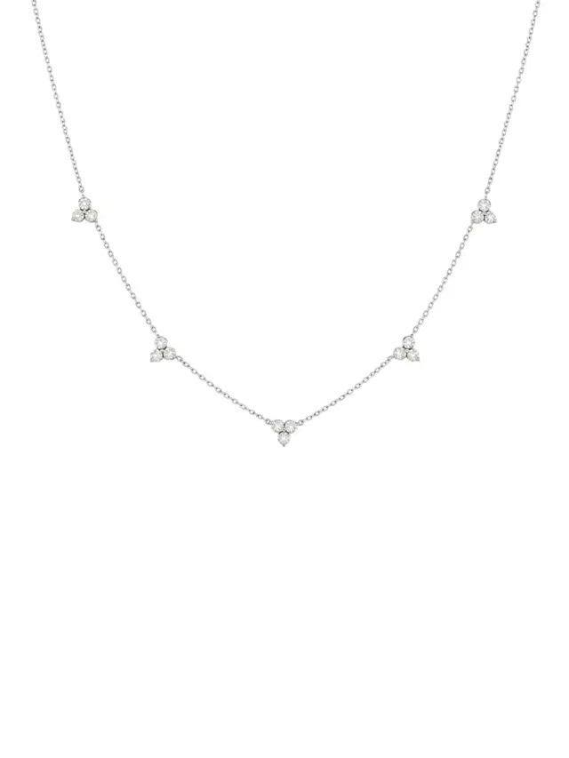 Wish Fine Jewelry 0.46ct Diamond 18K Gold Triple Stationed Necklace