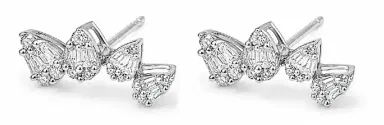 Wish Fine Jewelry 0.50ct Diamond 18K Gold Climber Illusion Earrings | Thumbnail 1