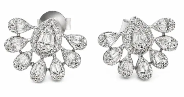0.60ct Diamond 18K Gold Leaf Illusion Earrings