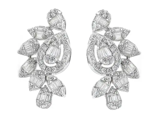 0.60ct Diamond 18K Gold Leaf Illusion Earrings