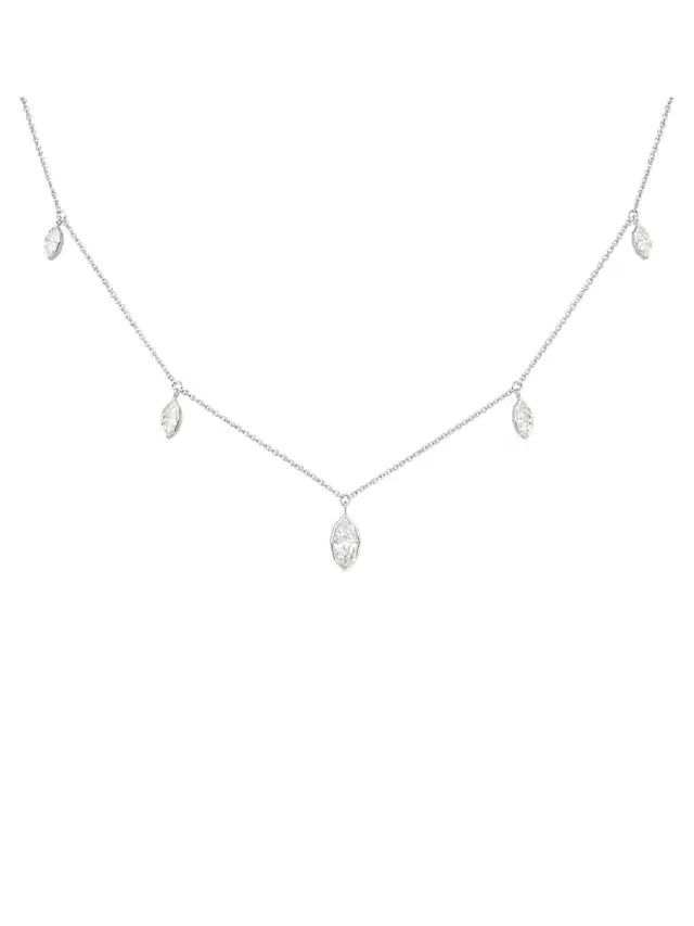 Wish Fine Jewelry 0.91ct Diamond 18K Gold Graduated Station Necklace