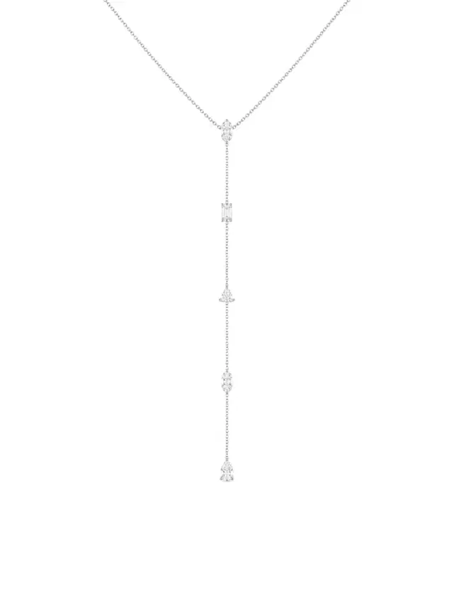 0.96ct Diamond 18K Gold Multi Shape Lariat Necklace