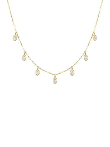 Wish Fine Jewelry 0.96ct Diamond 18K Gold Pave Drop Stationed Necklace | Thumbnail 1