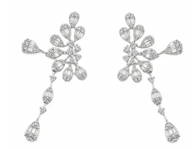 1.10ct Diamond 18K Gold Dangle Illusion Earrings