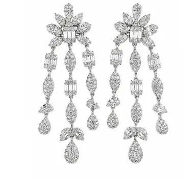 Wish Fine Jewelry 1.50ct Diamond 18K Gold Cascade Illusion Earrings | Thumbnail 1