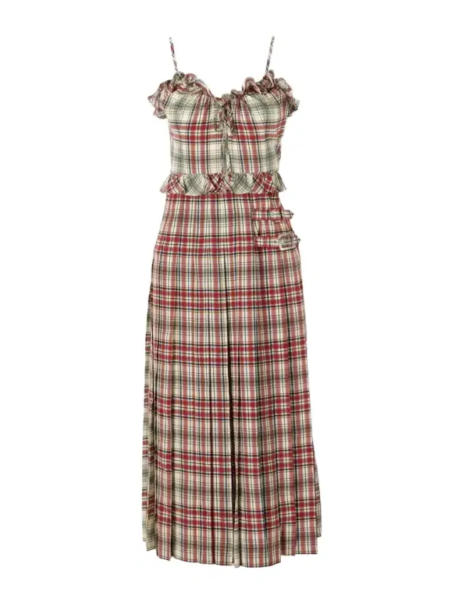 Alessandra Rich Pleated Checked Ruffled Silk-crepe De Chine Midi Dress