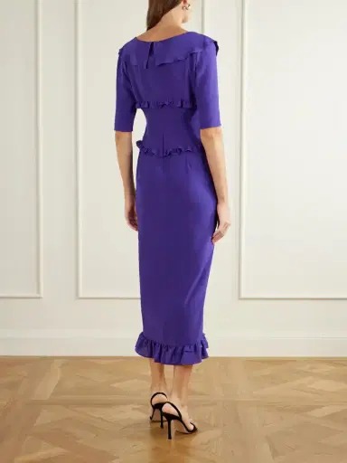 Alessandra Rich Ruffled Silk-crepe De Chine Midi Dress | Thumbnail 3