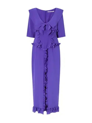 Alessandra Rich Ruffled Silk-crepe De Chine Midi Dress | Thumbnail 1