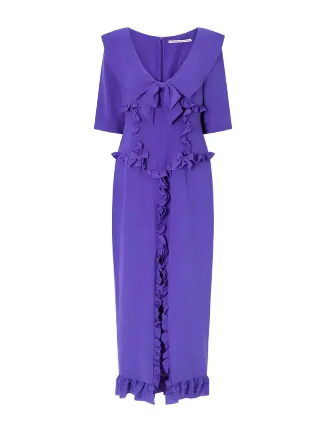 Alessandra Rich Ruffled Silk-crepe De Chine Midi Dress