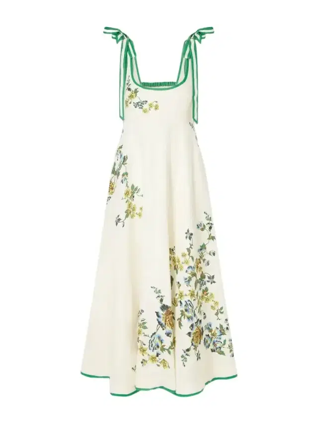 ALÉMAIS Phyllis Ballet Floral-print Linen Midi Dress
