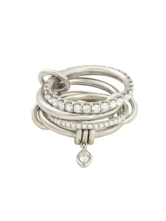 Spinelli Kilcollin Inara Set Of Four Sterling Silver Diamond Rings