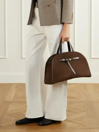 Tory Burch Romy Bauletto Leather-trimmed Suede Leather Tote | Thumbnail 2