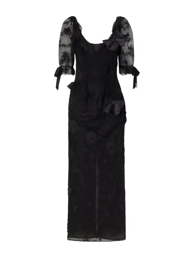 Alessandra Rich Bow-detailed Lace-trimmed Cotton-blend Midi Dress
