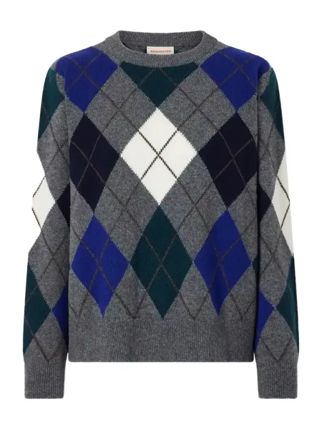 Daughter Ava Argyle Checked Wool Sweater