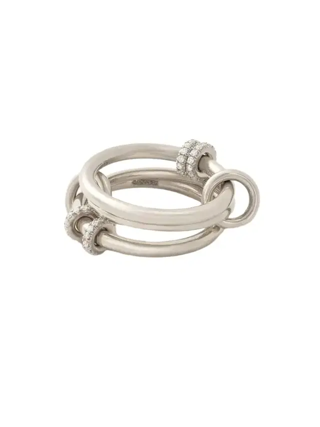 Spinelli Kilcollin Jovie Set Of Three Sterling Silver Diamond Rings
