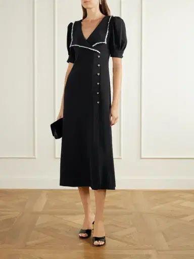 Alessandra Rich Lace-trimmed Crepe-cady Midi Dress | Thumbnail 2