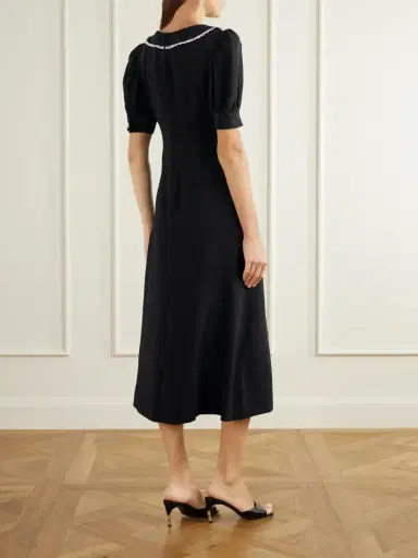 Alessandra Rich Lace-trimmed Crepe-cady Midi Dress | Thumbnail 3