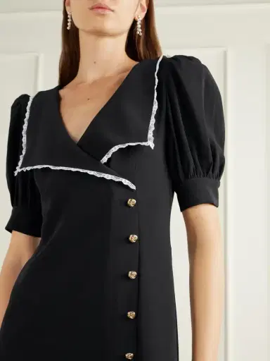 Alessandra Rich Lace-trimmed Crepe-cady Midi Dress | Thumbnail 4