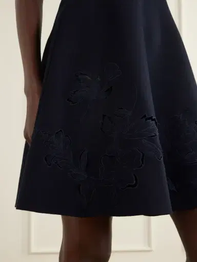 Oscar de la Renta Laser-cut Embroidered Knitted Mini Dress | Thumbnail 5