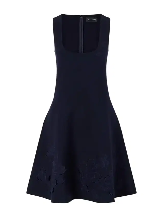 Oscar de la Renta Laser-cut Embroidered Knitted Mini Dress