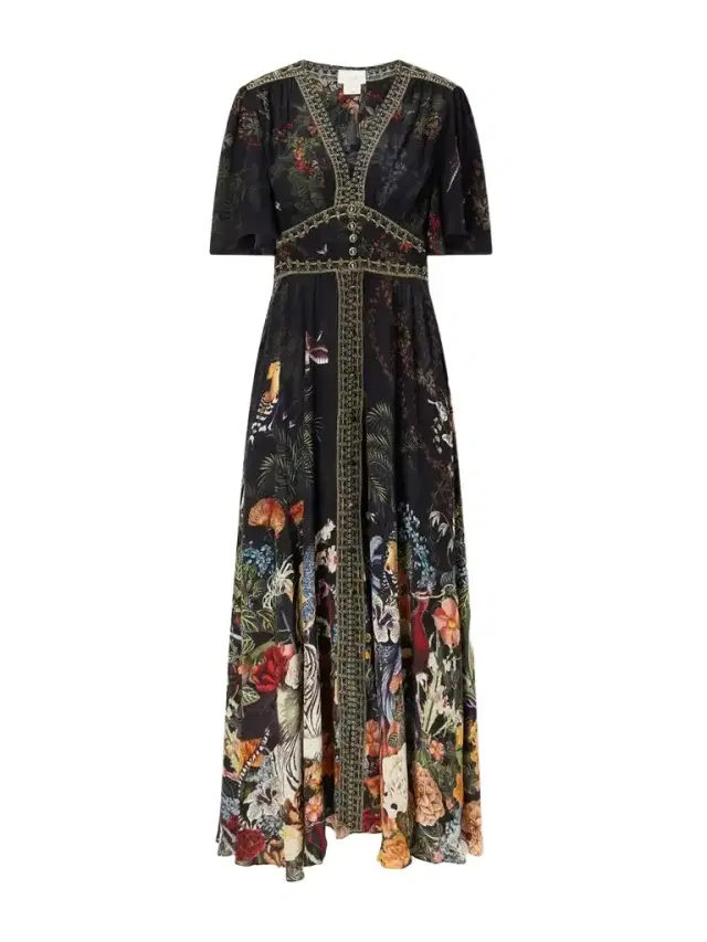 Camilla Palace Zoology Embellished Printed Silk Maxi Dress