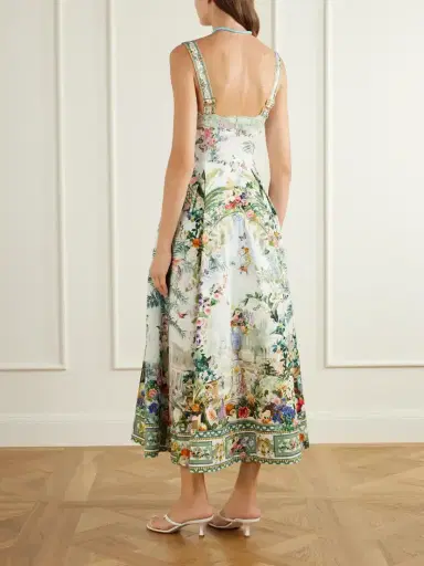 Camilla Art For The Empress Lace-trimmed Printed Cotton-blend Midi Dress | Thumbnail 3